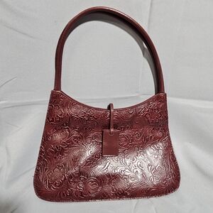VICTORIAS SECRET Y2K FLORAL GARDEN LOVE SPELL SHOULDER HANDBAG PURSE BURGUNDY